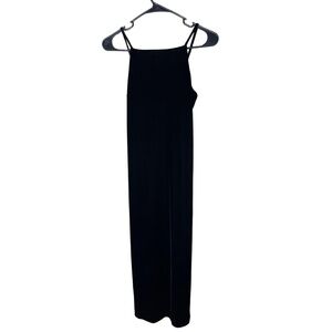 Vintage Maurices 90s Velvet Black Sleeveless High Neck Dress 3/4